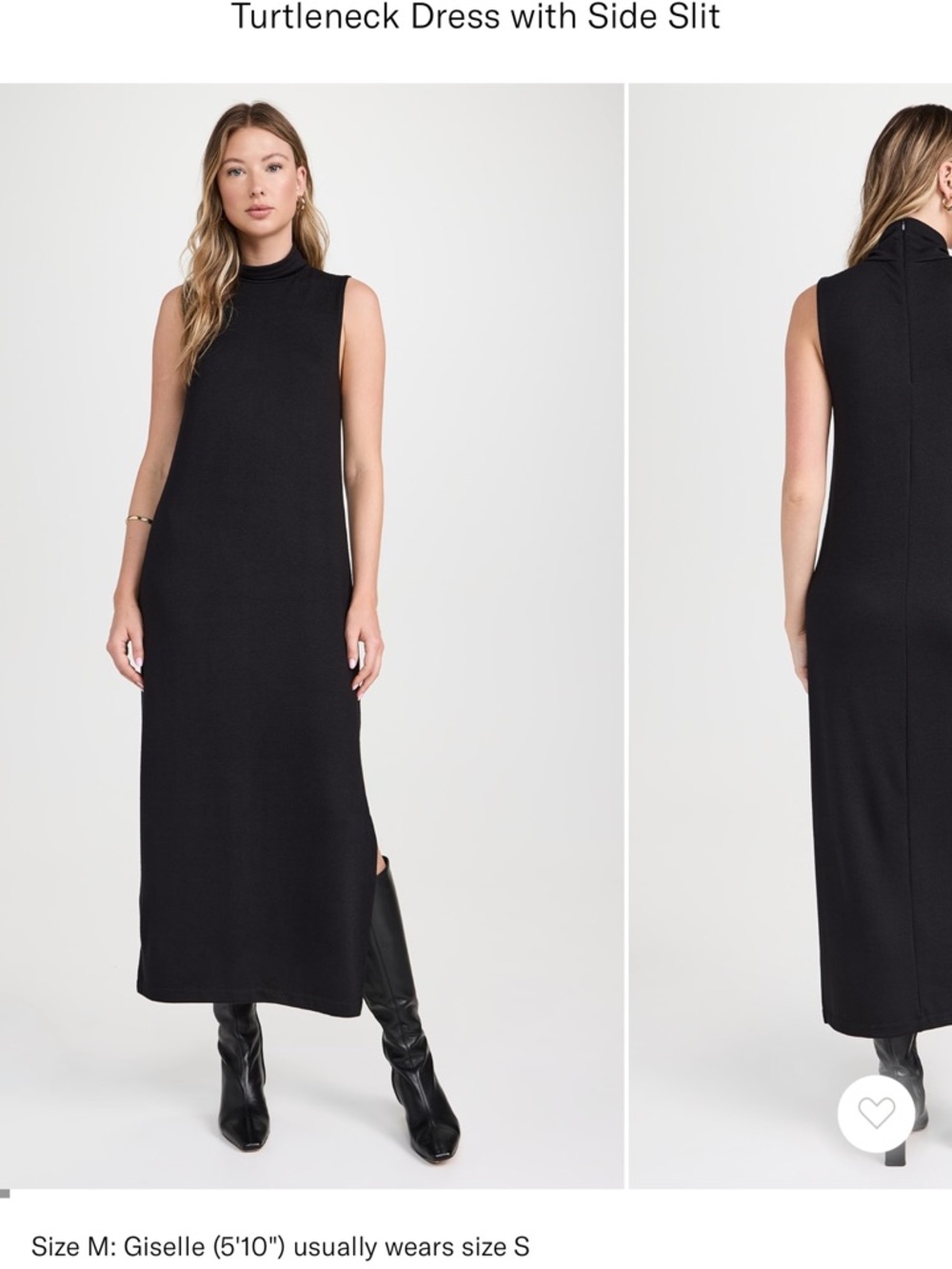 Vince Black Sleeveless Turtleneck Maxi Dress with Side Slit